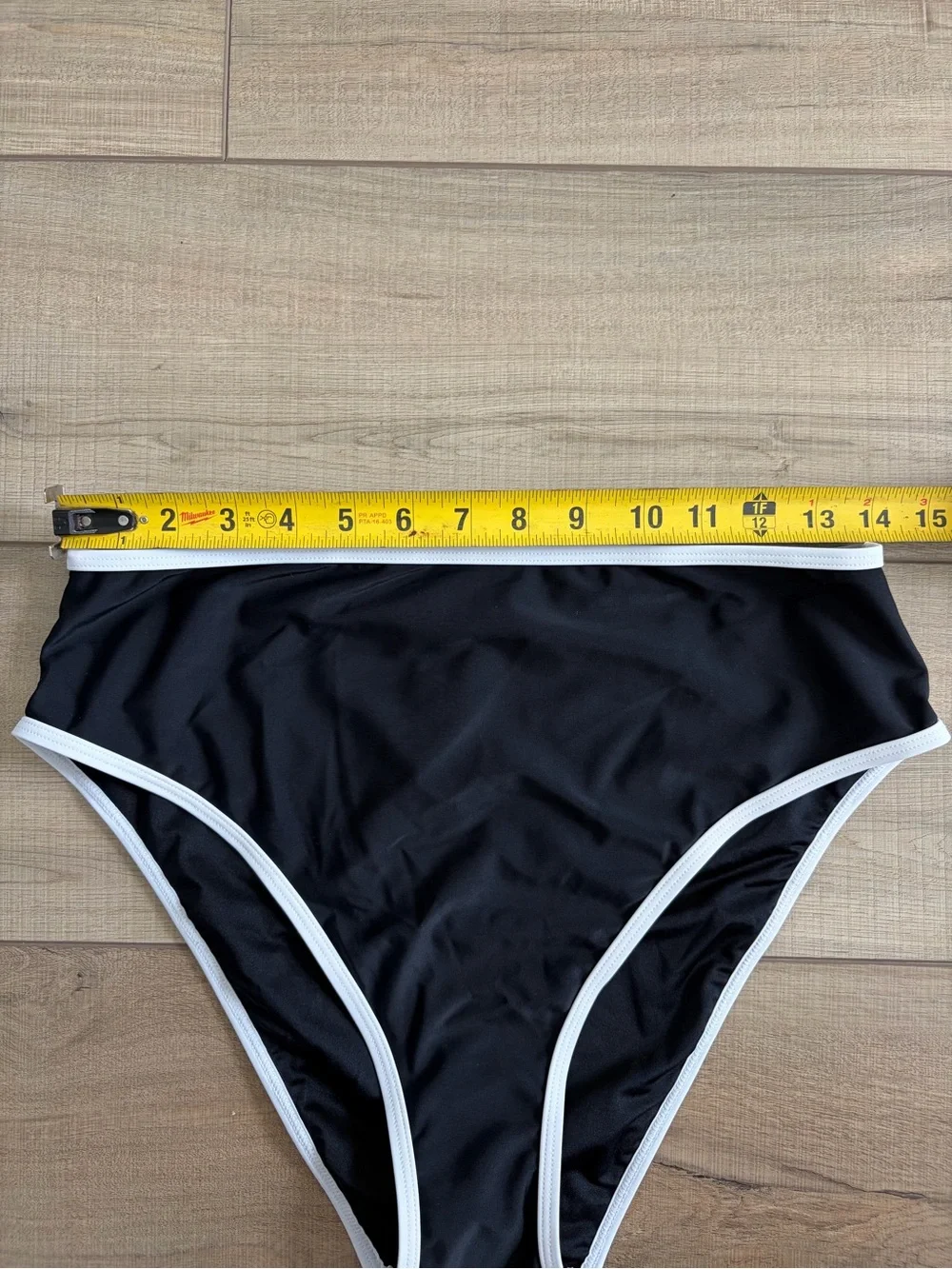 Cupshe Black White Trim High Waisted 90s Cheeky Bikini Bottom NWT L